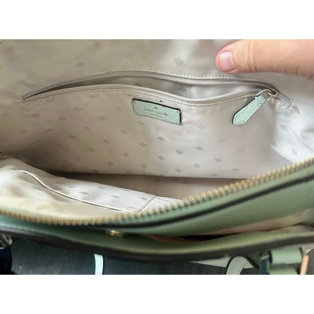 Kate Spade Mint Green Pebble Leather Tote Bag and Matching Slim Wallet Set